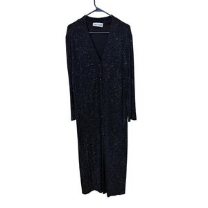 Ronni Nicole II Black Multi‎ Color Shimmer Maxi Duster Cardigan Long Side Slit